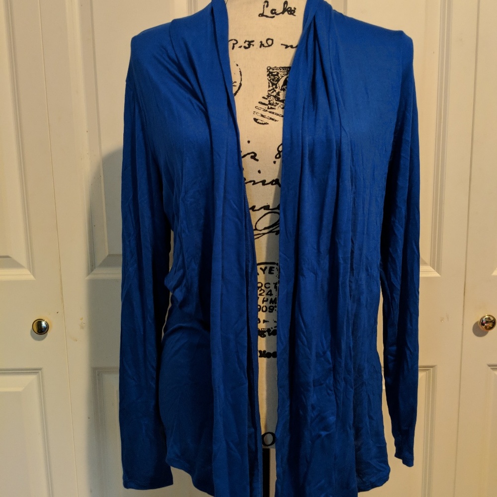 Royal Blue Drape Front Soft Cotton Cardigan